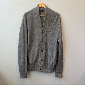 Express XL Cardigan Sweater Shawl Collar Gray Button-Up Wool Blend Pockets